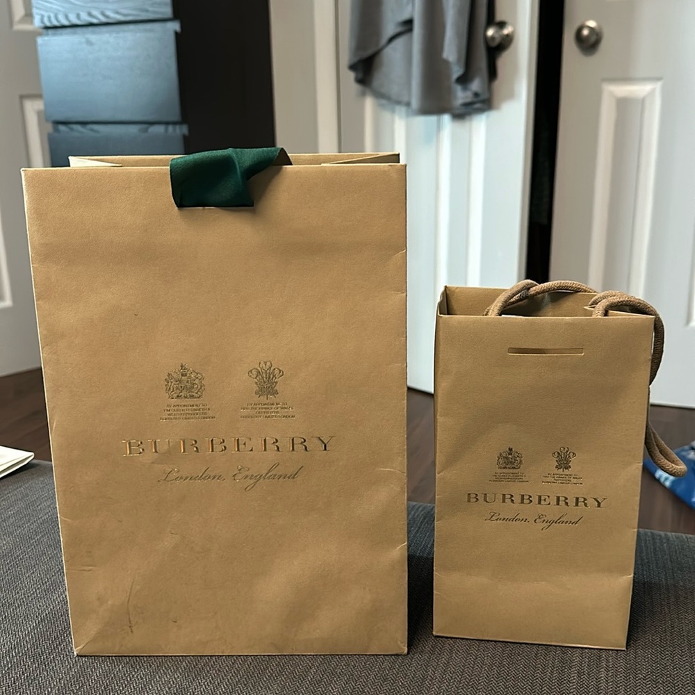 Two Burberry shopping bags